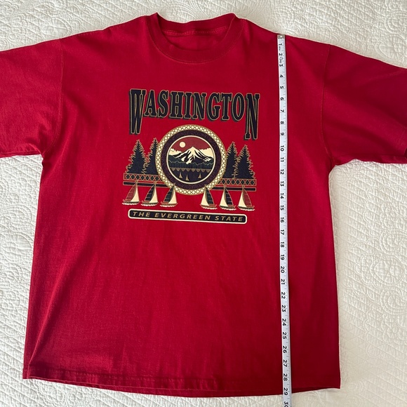 Washington State Graphic T-Shirt Tee Vintage XL Red Mountains Sail Boat - Picture 8 of 10